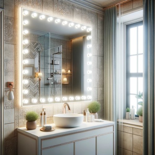 petite salle de bain avec miroir led