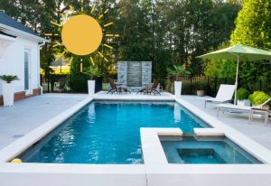 piscine moderne avec soleil icone